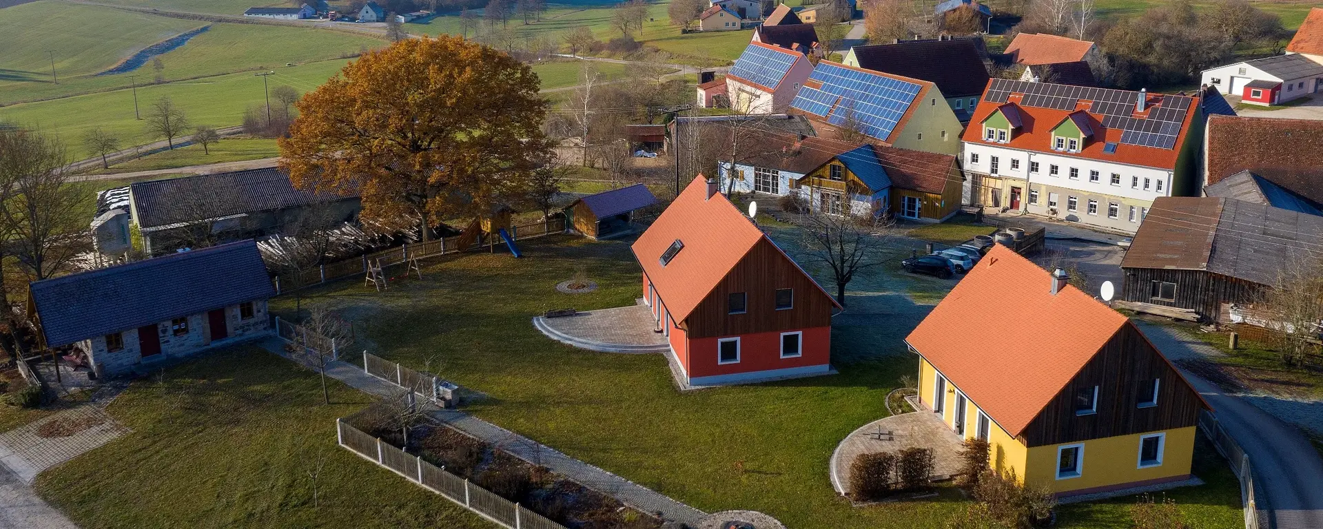 Luftaufnahme vom Ferienhof Gögelein in Feuchtwangen